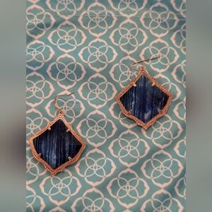 Kendra Scott Navy and Rose Gold Earrings